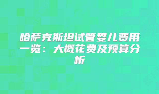 哈萨克斯坦试管婴儿费用一览:大概花费及预算分析
