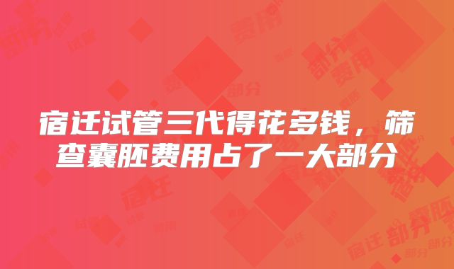 宿迁试管三代得花多钱,筛查囊胚费用占了一大部分
