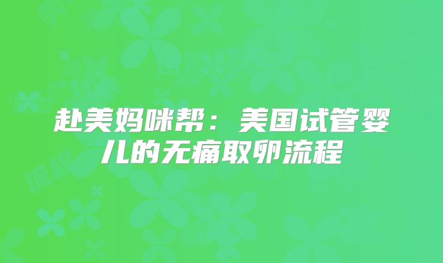 赴美妈咪帮：美国试管婴儿的无痛取卵流程