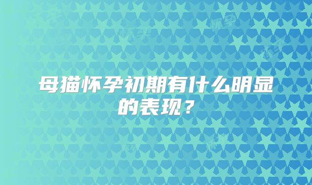 母猫怀孕初期有什么明显的表现？