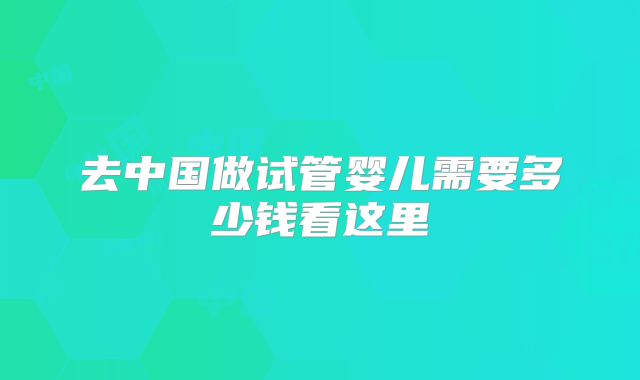 去中国做试管婴儿需要多少钱看这里