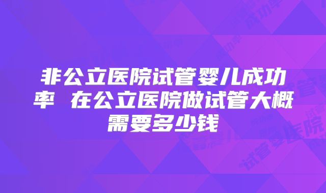 非公立医院试管婴儿成功率 在公立医院做试管大概需要多少钱