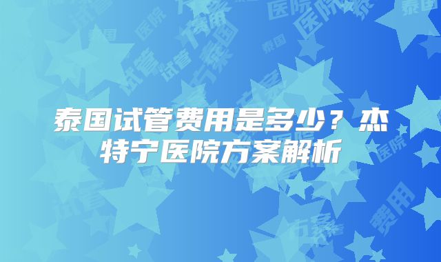 泰国试管费用是多少？杰特宁医院方案解析