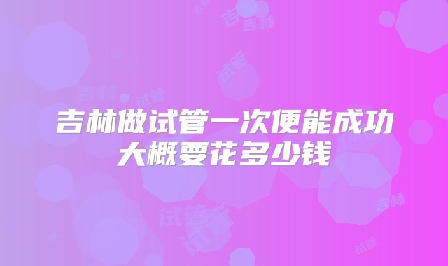 吉林做试管一次便能成功大概要花多少钱