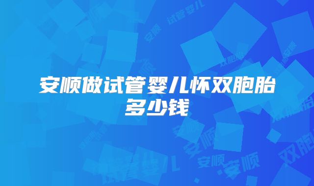 安顺做试管婴儿怀双胞胎多少钱