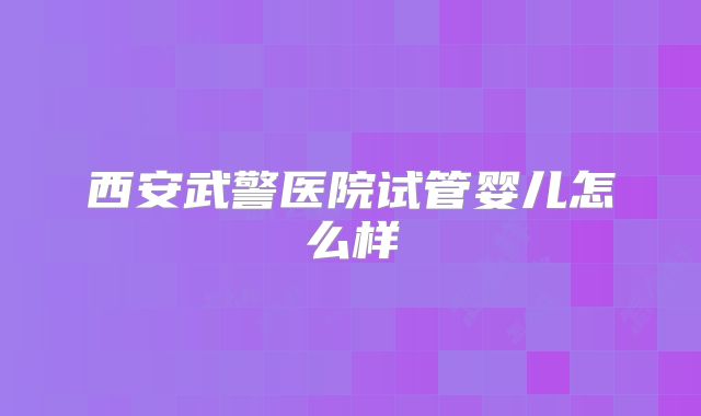 西安武警医院试管婴儿怎么样