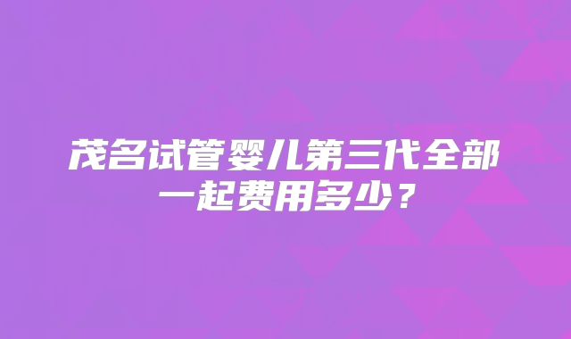 茂名试管婴儿第三代全部一起费用多少？