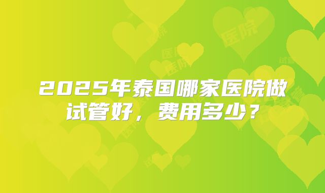 2025年泰国哪家医院做试管好,费用多少?