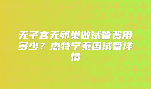 无子宫无卵巢做试管费用多少？杰特宁泰国试管详情