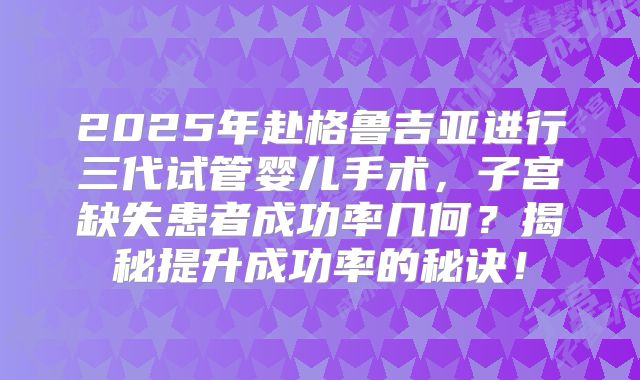 2025年赴格鲁吉亚进行三代试管婴儿手术，子宫缺失患者成功率几何？揭秘提升成功率的秘诀！