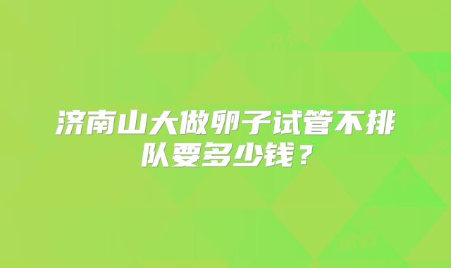 济南山大做卵子试管不排队要多少钱?