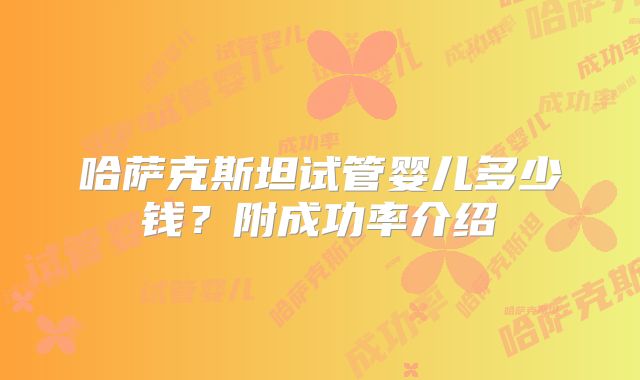 哈萨克斯坦试管婴儿多少钱？附成功率介绍