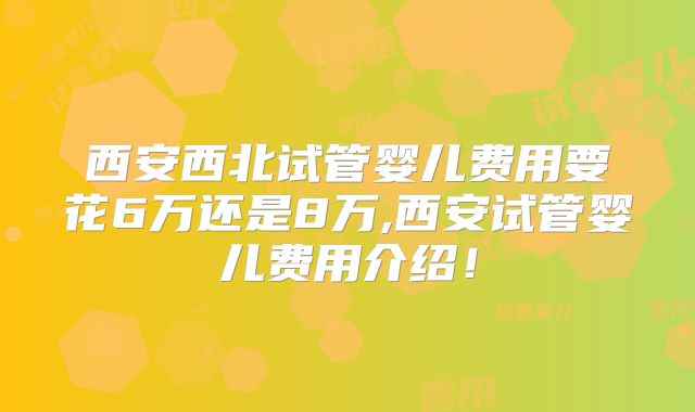 西安西北试管婴儿费用要花6万还是8万,西安试管婴儿费用介绍！