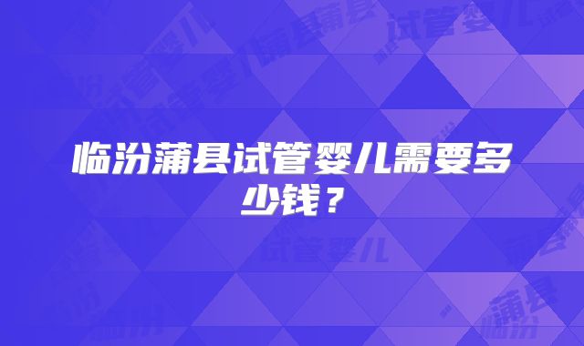 临汾蒲县试管婴儿需要多少钱？