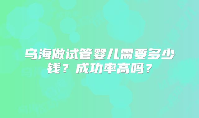 乌海做试管婴儿需要多少钱？成功率高吗？