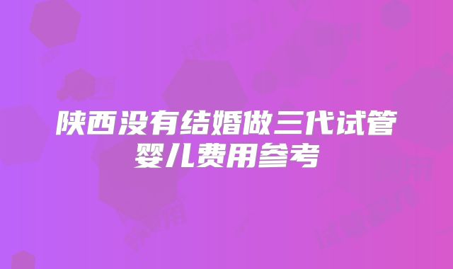 陕西没有结婚做三代试管婴儿费用参考