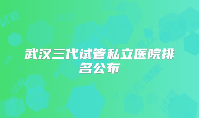 武汉三代试管私立医院排名公布