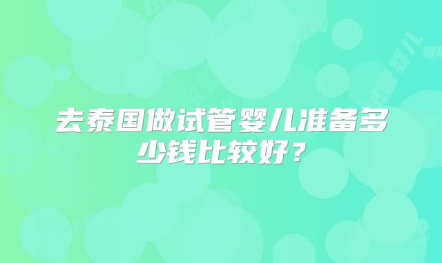 去泰国做试管婴儿准备多少钱比较好？
