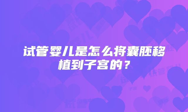 试管婴儿是怎么将囊胚移植到子宫的?