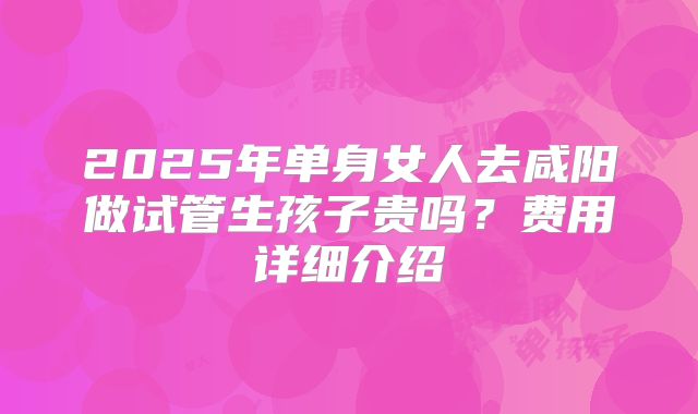 2025年单身女人去咸阳做试管生孩子贵吗？费用详细介绍