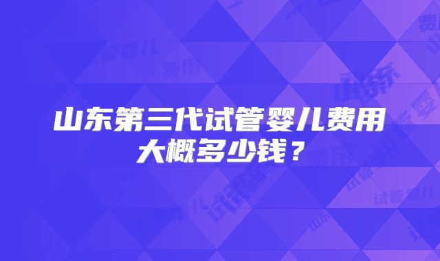 山东第三代试管婴儿费用大概多少钱?