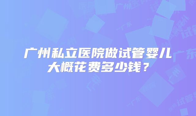 广州私立医院做试管婴儿大概花费多少钱？