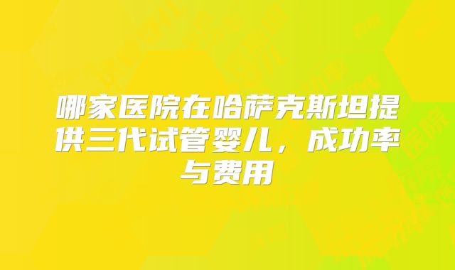 哪家医院在哈萨克斯坦提供三代试管婴儿，成功率与费用