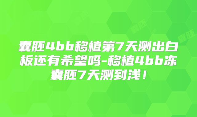 囊胚4bb移植第7天测出白板还有希望吗-移植4bb冻囊胚7天测到浅!
