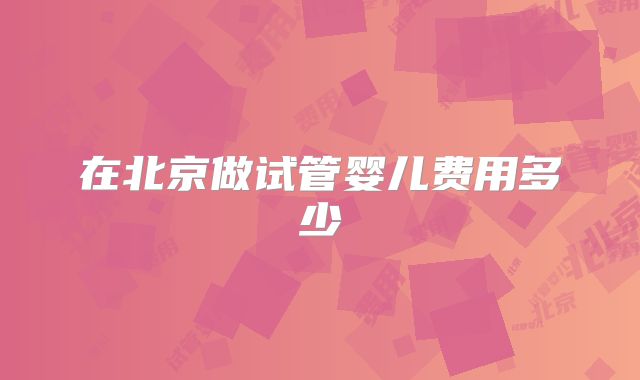 在北京做试管婴儿费用多少