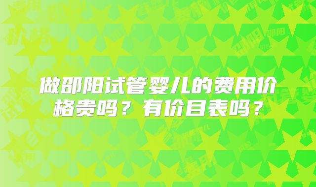 做邵阳试管婴儿的费用价格贵吗？有价目表吗？