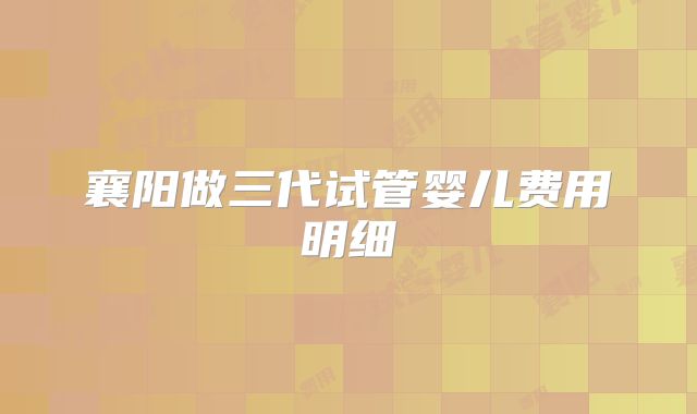 襄阳做三代试管婴儿费用明细