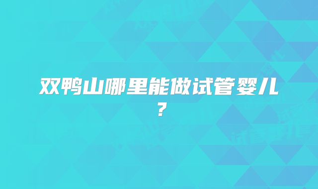 双鸭山哪里能做试管婴儿？
