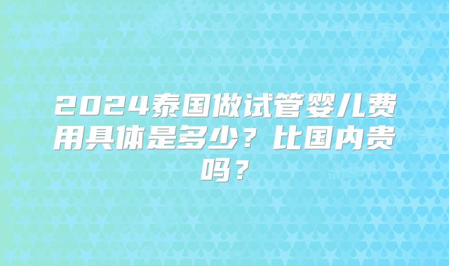 2024泰国做试管婴儿费用具体是多少?比国内贵吗?