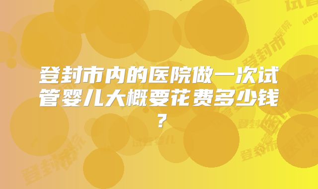 登封市内的医院做一次试管婴儿大概要花费多少钱？
