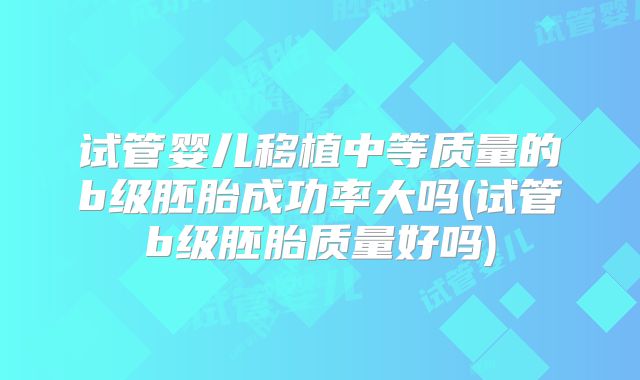 试管婴儿移植中等质量的b级胚胎成功率大吗(试管b级胚胎质量好吗)