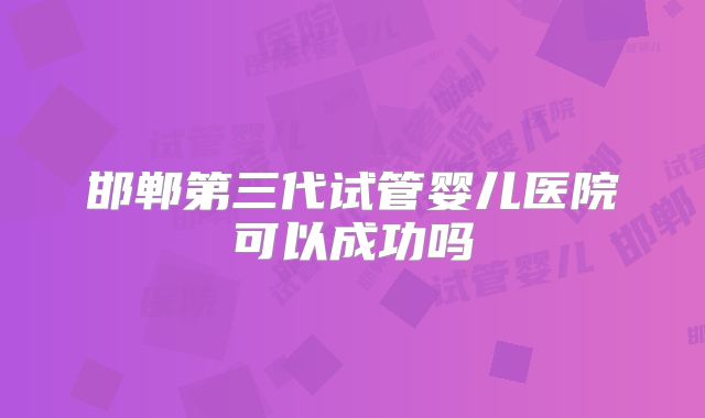 邯郸第三代试管婴儿医院可以成功吗