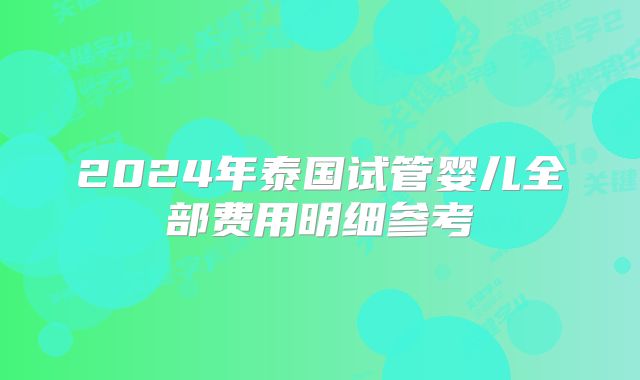 2024年泰国试管婴儿全部费用明细参考