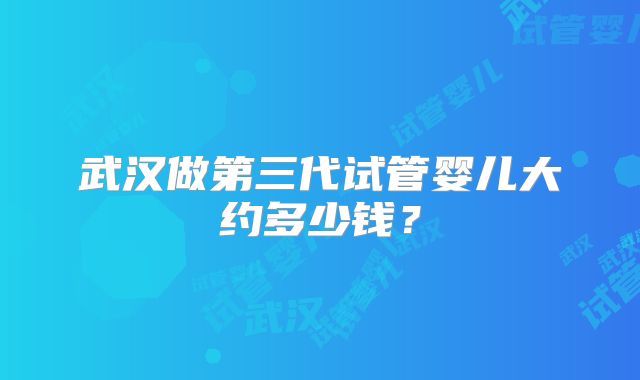 武汉做第三代试管婴儿大约多少钱？