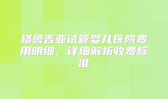 格鲁吉亚试管婴儿医院费用明细，详细解析收费标准