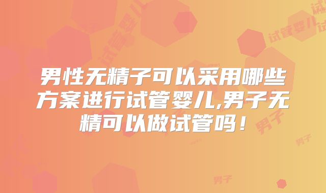男性无精子可以采用哪些方案进行试管婴儿,男子无精可以做试管吗！