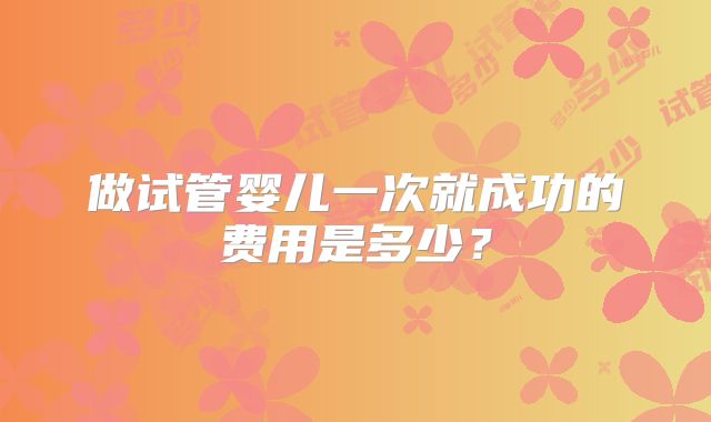 做试管婴儿一次就成功的费用是多少？