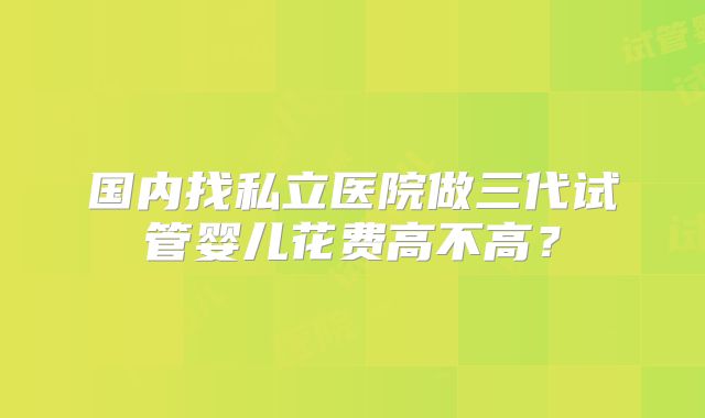国内找私立医院做三代试管婴儿花费高不高?