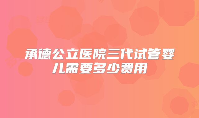 承德公立医院三代试管婴儿需要多少费用