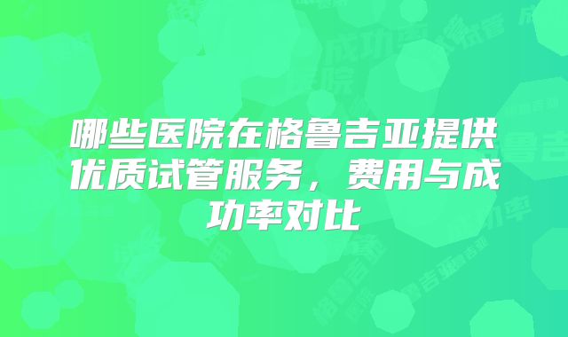 哪些医院在格鲁吉亚提供优质试管服务，费用与成功率对比