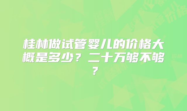 桂林做试管婴儿的价格大概是多少？二十万够不够？