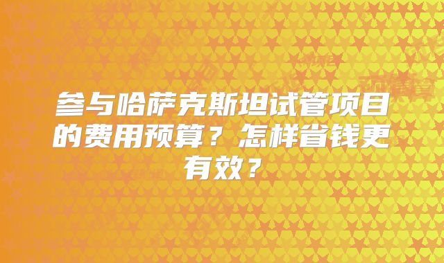 参与哈萨克斯坦试管项目的费用预算？怎样省钱更有效？