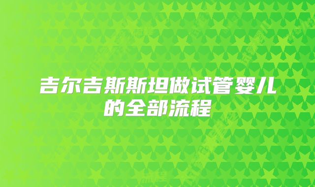 吉尔吉斯斯坦做试管婴儿的全部流程