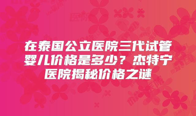 在泰国公立医院三代试管婴儿价格是多少？杰特宁医院揭秘价格之谜