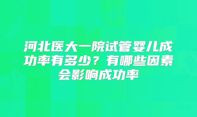 河北医大一院试管婴儿成功率有多少？有哪些因素会影响成功率