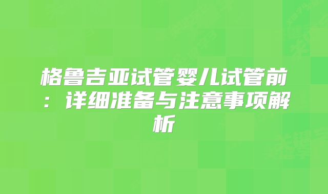 格鲁吉亚试管婴儿试管前:详细准备与注意事项解析